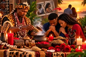 Chief Mungu providing traditional marriage reconciliation guidance for couples in Durban