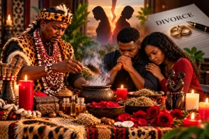 Chief Mungu providing traditional marriage guidance for couples facing divorce in Durban